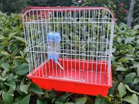 Qırmızı-ağ quş qəfəsi - Material: metal barmaqlıqlar və plastik — 照片 1