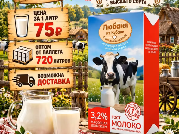 Молоко любаня из кубани 3.2%