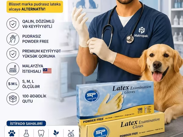 🧤 SP LATEX — PUDRASIZ LATEX ƏLCƏK Blisset marka pudrasız lateks
