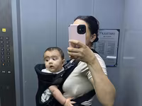 BM BabyBjörn tərzində körpə daşıyıcısı - Rəng: qara (mesh teksturalı — 照片 2