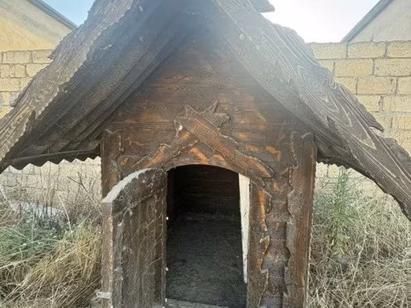 Taxta it evi - Material: tam ağac konstruksiya, qalın taxta gövdə və