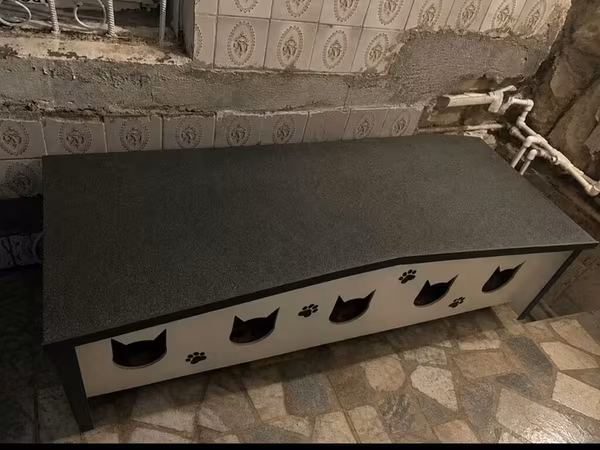 Çox bölməli pişik evi/bench - Material: gücləndirilmiş ağac/MDFlam