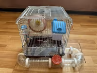Hamster üçün tam dəst 2 mərtəbə qəfəs - Metall karkaslı, çıxarılan — الصورة 1