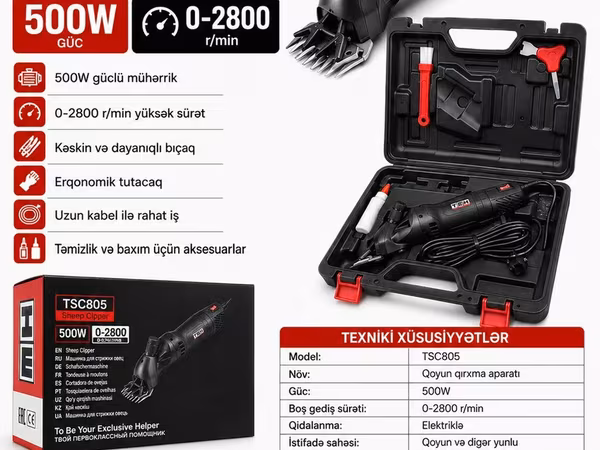 №: 8301 Məhsulun adı: Elektrikli tük qırxan maşını TEH TSC805, 500W