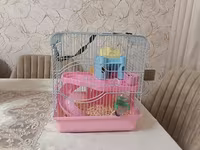 Siçan/hamster ile 2 mərtəbəli!qəfəs dəsti 'qızdı yemək və qumu ile — 照片 1