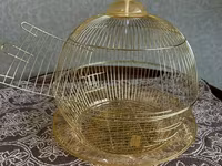 Quş qəfəsləri – 3 ədəd dəst 1) Yaşıl metal qəfəs - Material: toz — 照片 3