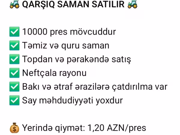 Saman presi satilir istenilen sayda var yeri de 1.2 baki ve baki