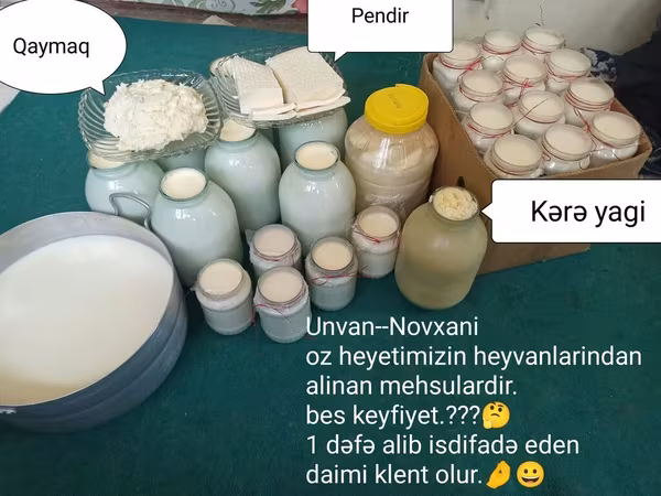 1 ltr --1 m 50 qəpik ( Süd ) 3 kq balon --4 m 50 qəpik (qatiq) 600 qr